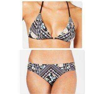 Nanette Lepore Diamond Vines Bikini Size Medium black floral swimsuit